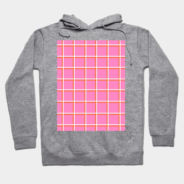 Bright Pink with Orange Squares Grid Hoodie by OneThreeSix